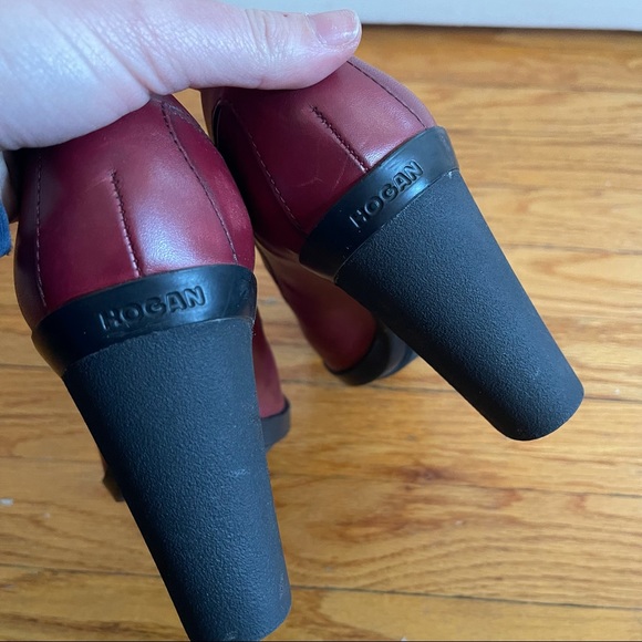 Hogan Red Leather Elastic Slip On Heeled Sneaker Booties Vintage - Picture 4 of 8